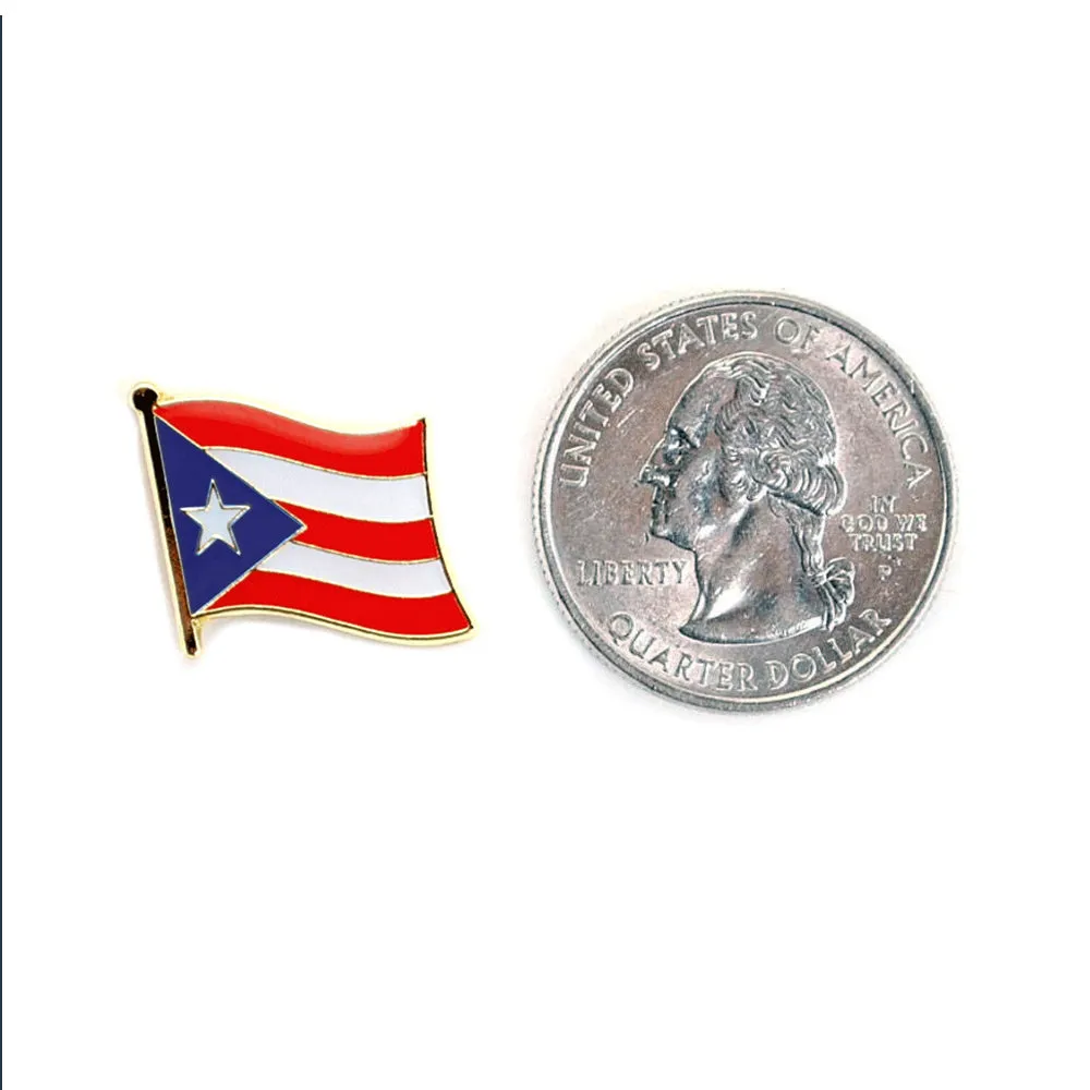 12X Puerto Rico Flag Lapel Pin Tie Tack Patriotic Badge Brooch Gold Pinback 0.5"