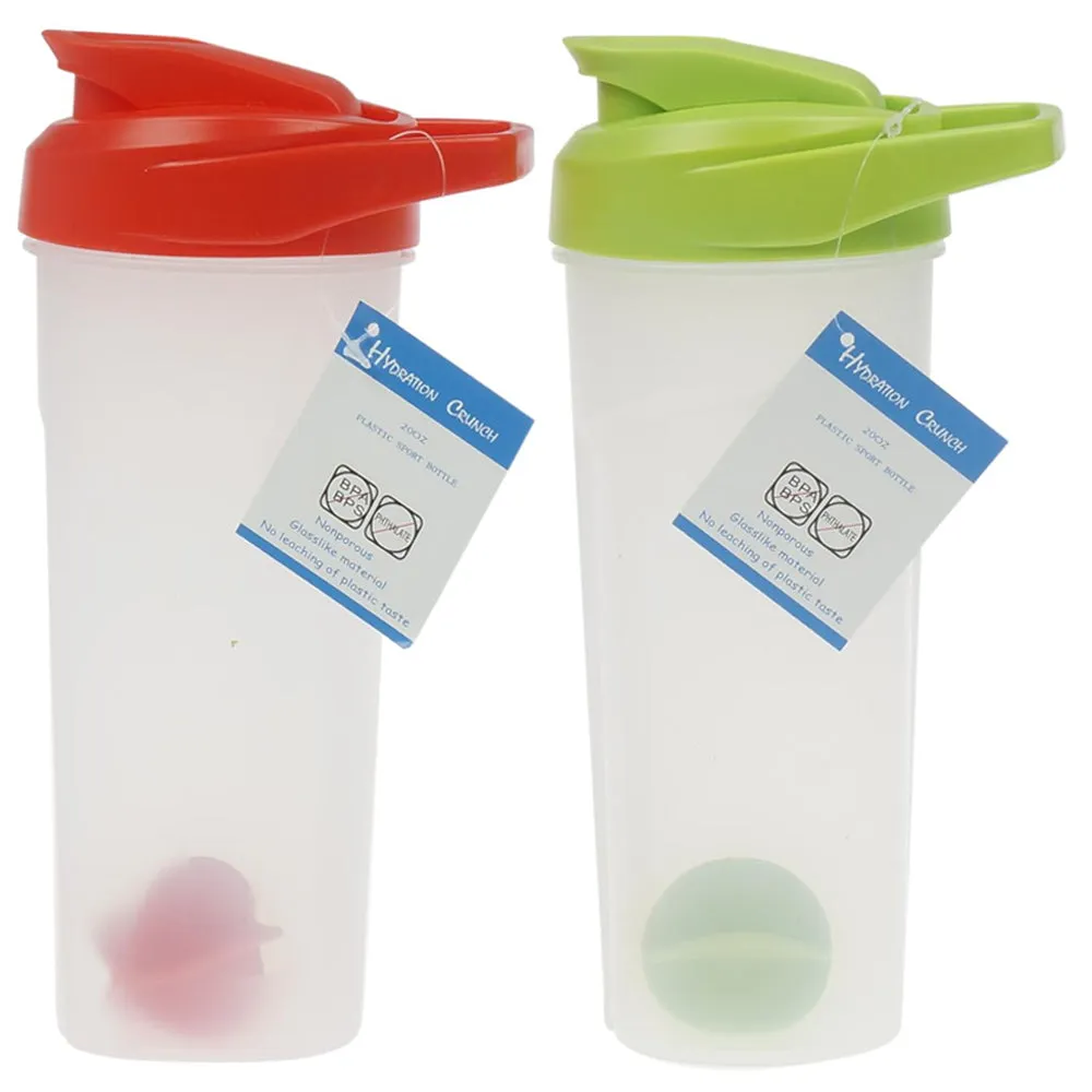 2 Pack Shaker Bottles Fitness Sports Pre Workout Classic Protein Mixer 20 Oz Gym