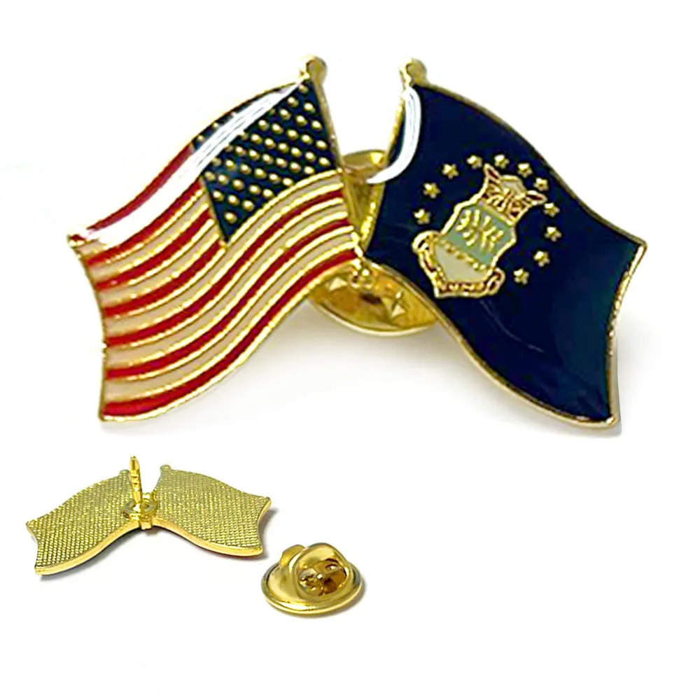 2 Pc United States Military Friendship Pin Air Force Flag Lapel Enamel Patriotic