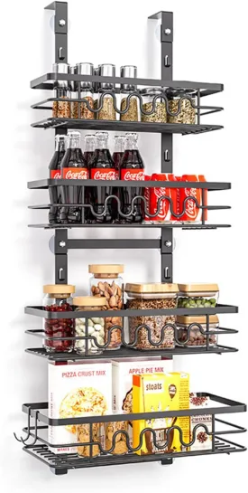 4 Tier Adjustable Baskets Over Door Pantry Organiser | Home Kitchen Storage