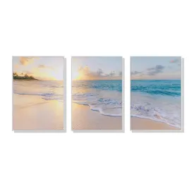 50cm x 70cm | Ocean and beach | 3 Sets | White Frame | Canvas Wall Art