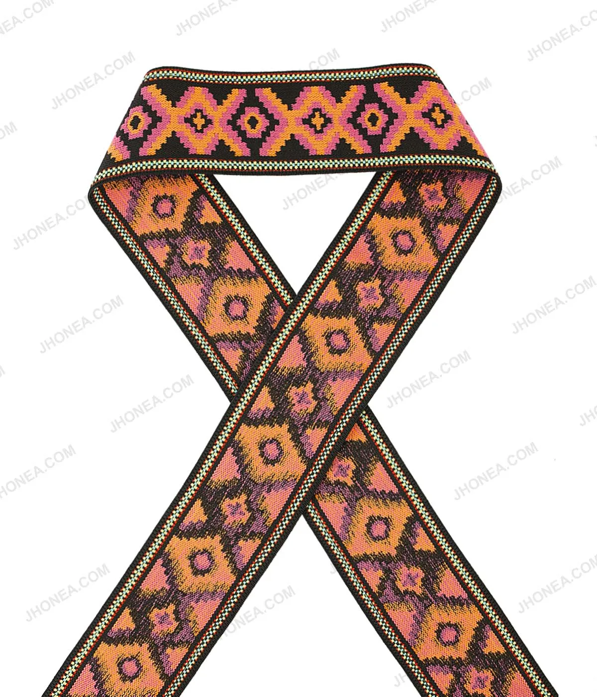 5cm (2inch) Wide Multicolour Boho Chic Fashion Jacquard Pattern Elastic