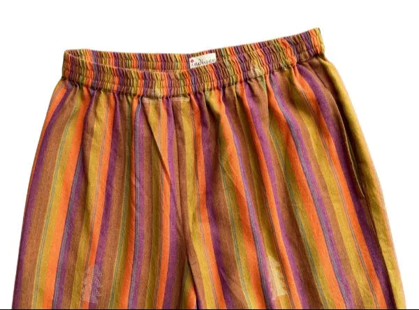 Aida stripe jamdani wide hem pants