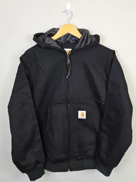 Carhartt Reworked Jacket Men's Black Long Sleeve Hooded Full Zip (Sizes Available)