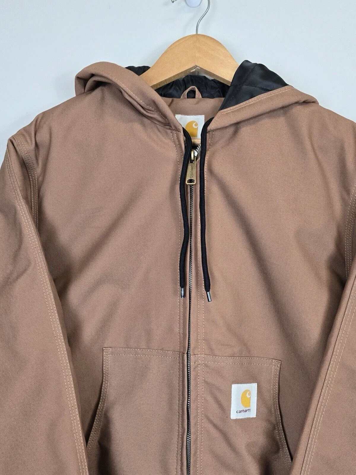 Carhartt Reworked Jacket Men's Medium Brown Long Sleeve Hooded Full Zip