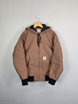 Carhartt Reworked Jacket Men's Medium Brown Long Sleeve Hooded Full Zip