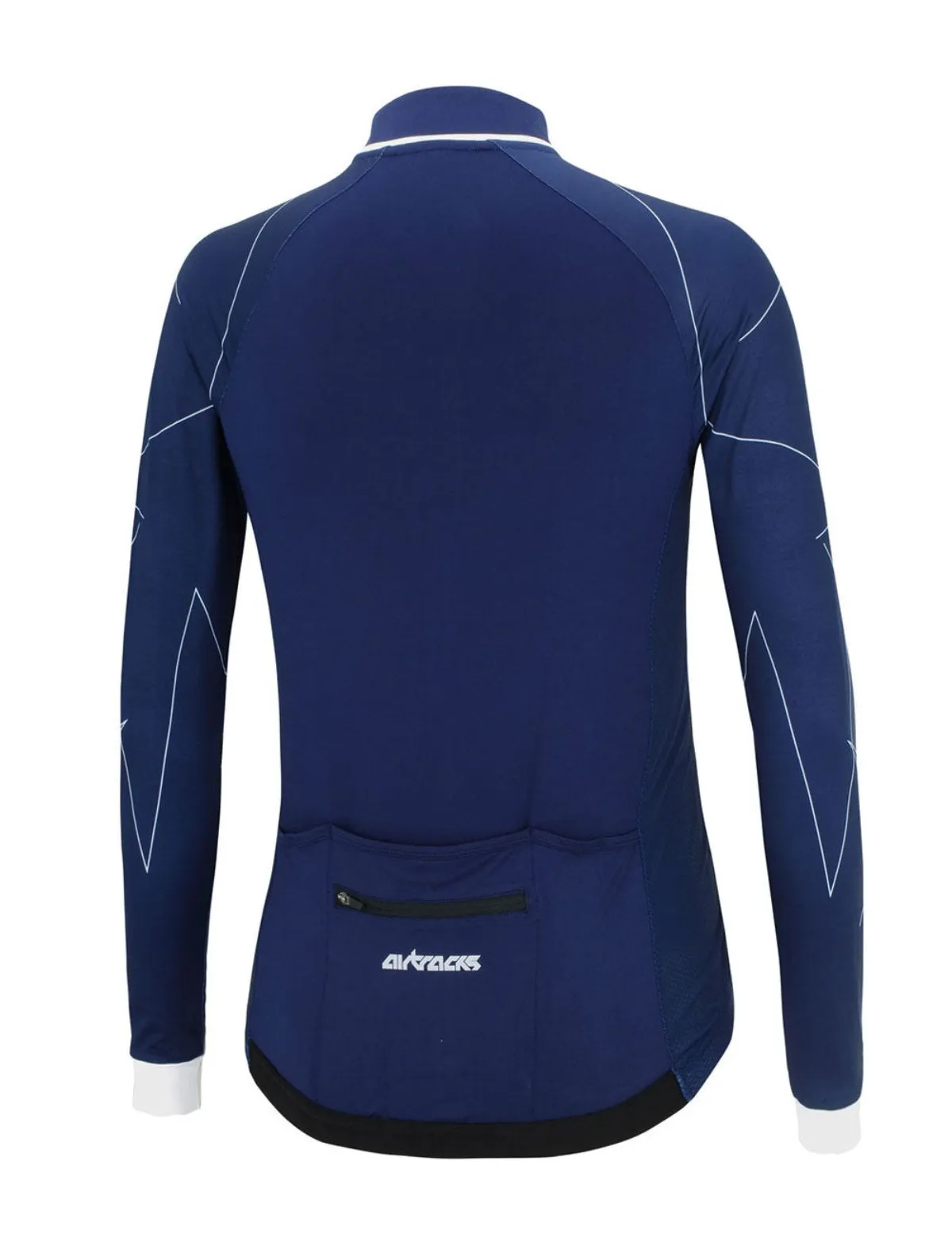 Herren Fahrradtrikot Langarm Pro Line Navy Blau Weiß