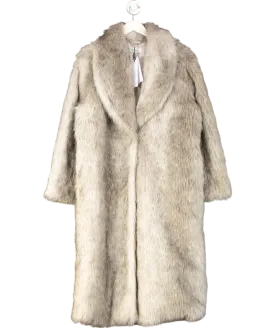 Issy London Grey Elizabeth Faux Fur Tipped Maxi Coat UK M/L