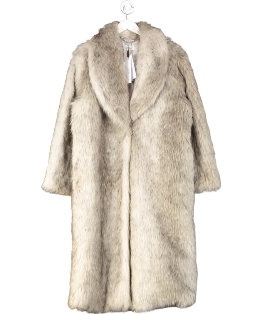 Issy London Grey Elizabeth Faux Fur Tipped Maxi Coat UK M/L