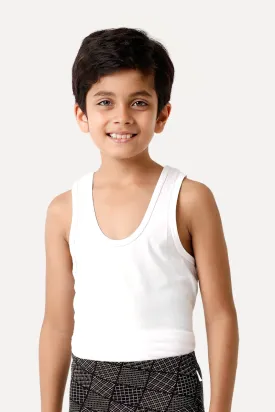 Junior Kings - 100% Cotton White RN Banian For Kids | Uathayam Junior Kings - 100% Cotton White RN Banian For Kids | Uathayam
