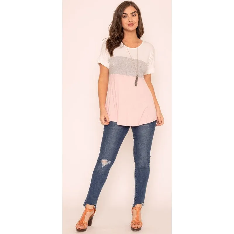Short Cuff Sleeve Color Block