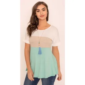 Short Cuff Sleeve Color Block